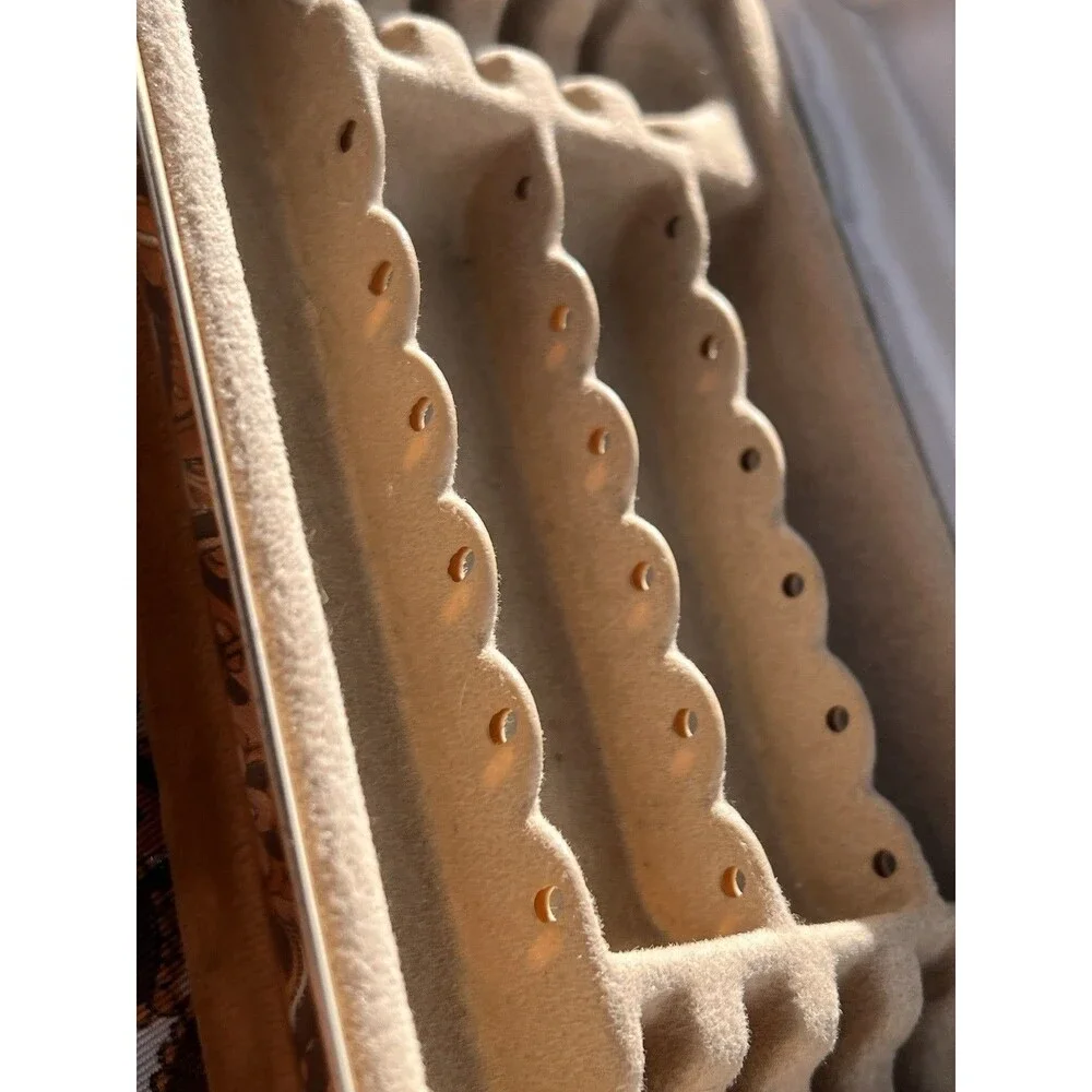 Gold and Beige Velvet Jewelry Organizer Box